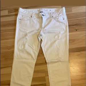 Womens American Eagle White Ripped Skinny Jeans Size 14